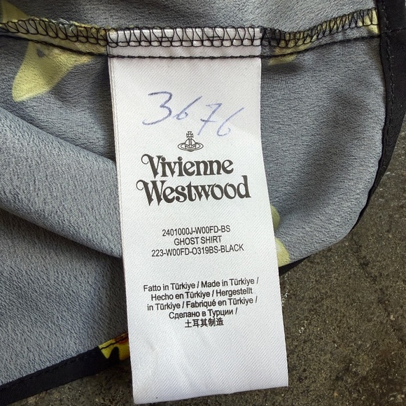 Vivienne Westwood All Over Orb Print Cropped Shirt w/ Metallic Buttons - Picture 6 of 14